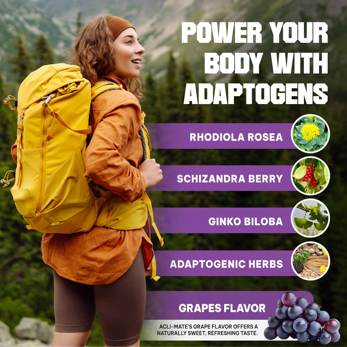 Acli-Mate Mountain Sport Drink Mix - High Altitude Acclimatization Electrolyte Powder Packets (Grape, 30 CT)