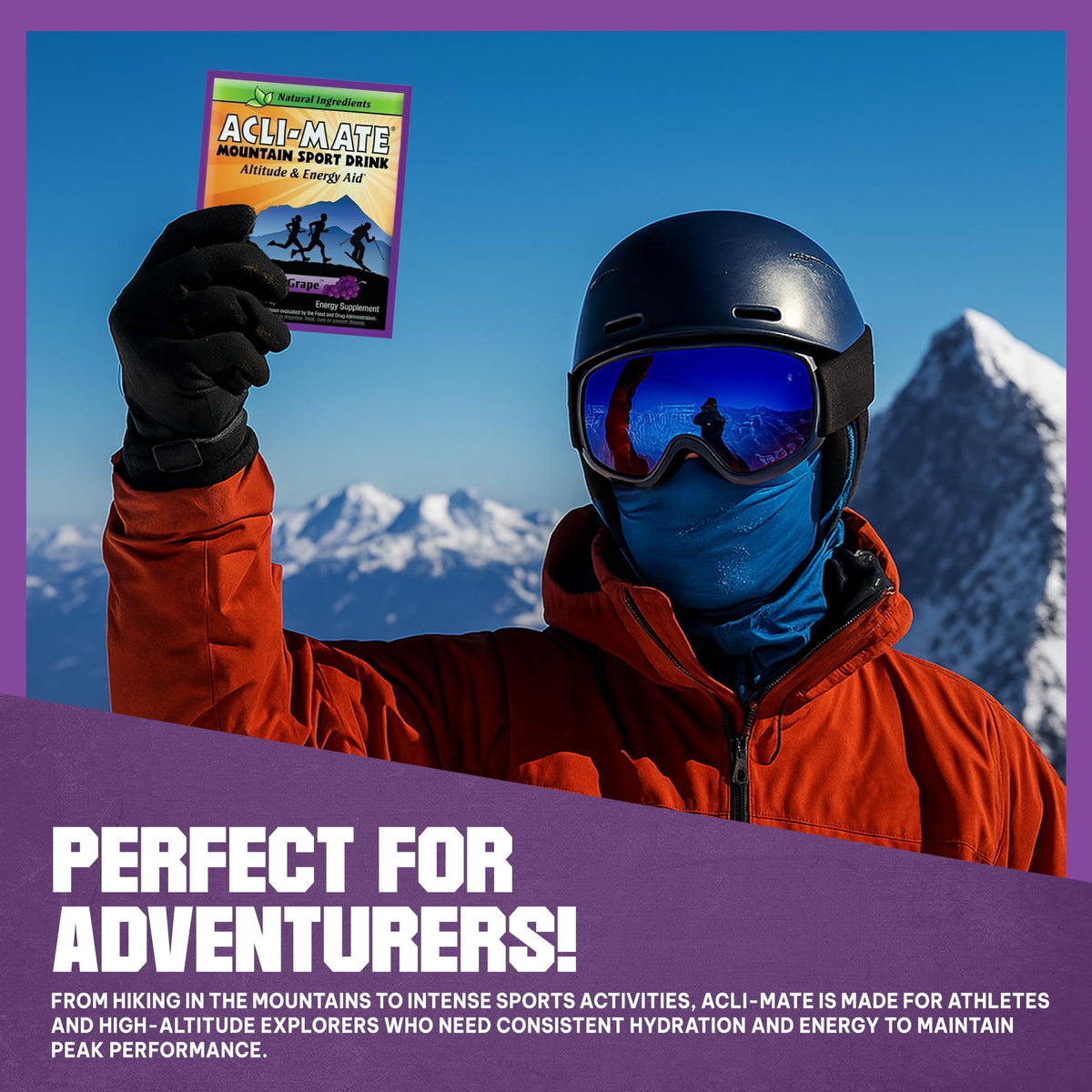 Acli-Mate Mountain Sport Drink Mix - High Altitude Acclimatization Electrolyte Powder Packets (Grape, 30 CT)