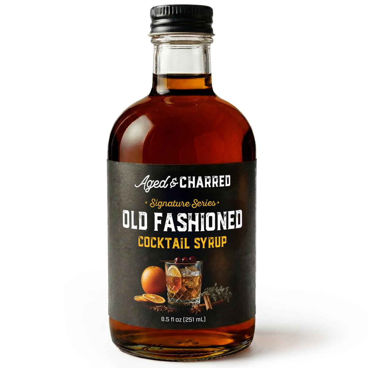 Aged & Charred Old Fashioned Mix Syrup – 32 Cocktails, Handcrafted Bitters & Citrus