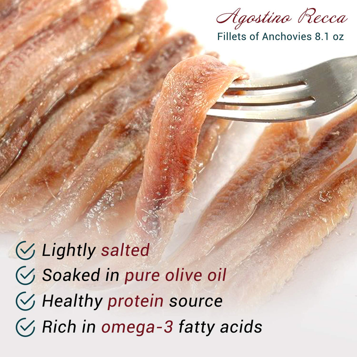 Agostino Recca Anchovies Fillets in Olive Oil — Wild Caught from Italy | 8.1 oz
