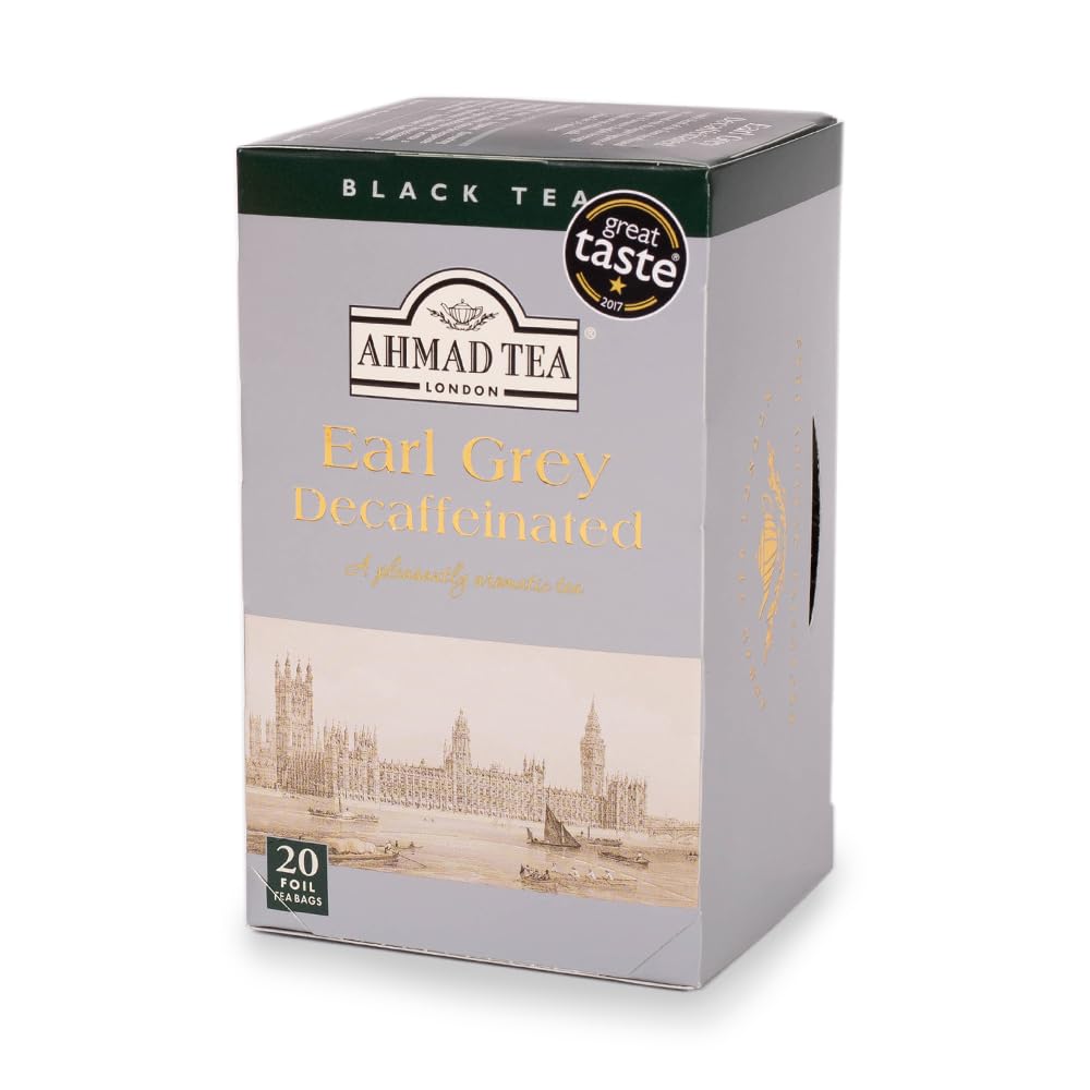 Ahmad Tea Decaf Earl Grey Tea — 6 x 20-Count Boxes, Caffeine-Free