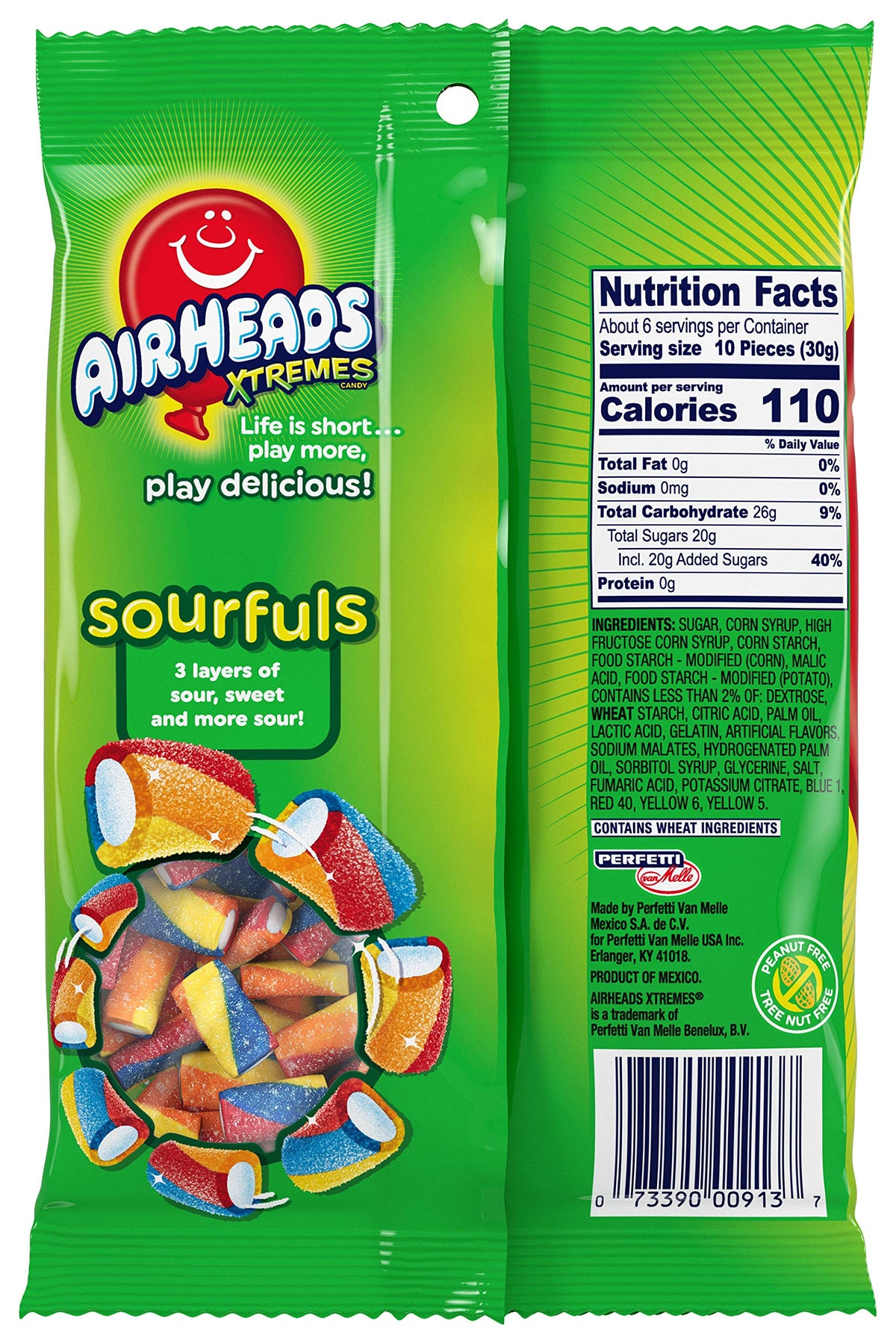 Airheads Xtremes Sourfuls Candy – Rainbow Berry Chewy Candy (12-Pack, 6 oz Bags)