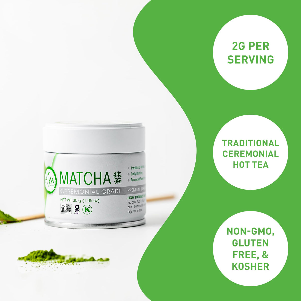 AIYA SINCE 1888 Ceremonial Grade Matcha Powder - First Harvest, 30g Tin | Vegan-Friendly, Sugar-Free, Gluten-Free