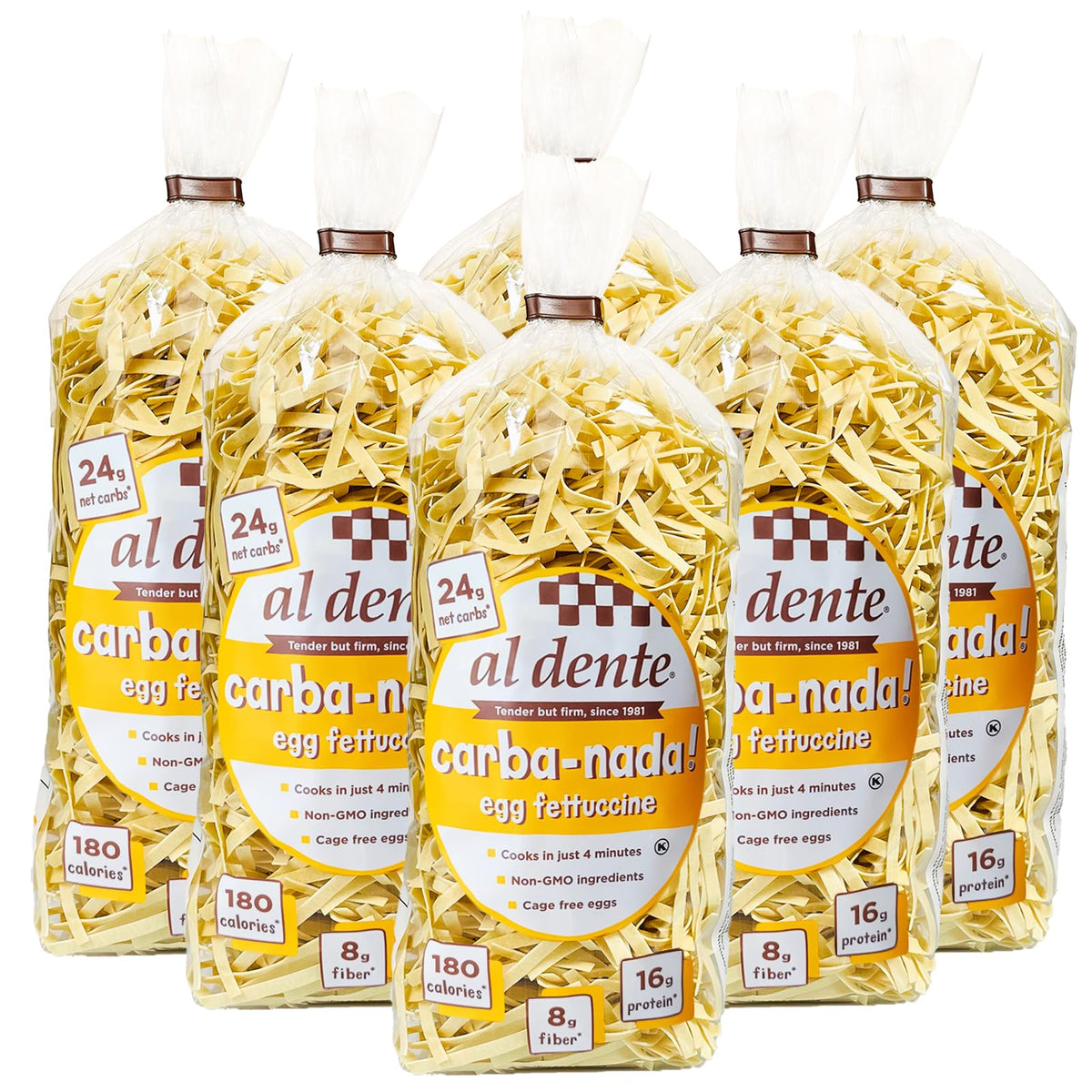 Al Dente Carba-Nada Egg Fettuccine – Low Carb, High Protein Pasta for Keto & Point-Based Diets | Pack of 6