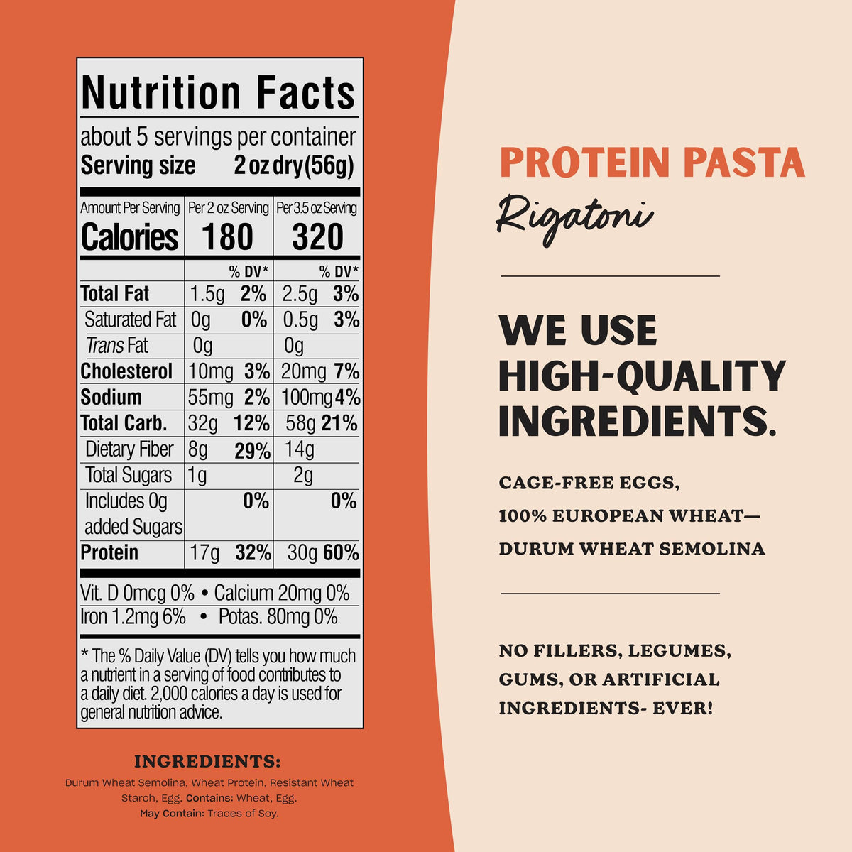 Al Dente Protein Pasta Cavatappi & Rigatoni – 30g Protein per 3.5oz Serving, Lower Carb, High Fiber – 4x10oz Bags