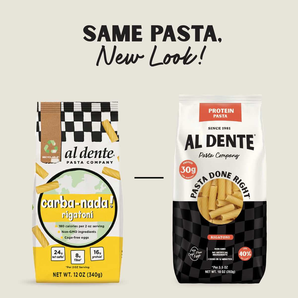 Al Dente Protein Pasta Rigatoni – 30g Protein per 3.5 oz Serving, Lower Carb, High Fiber | 10oz Bags (Pack of 4)