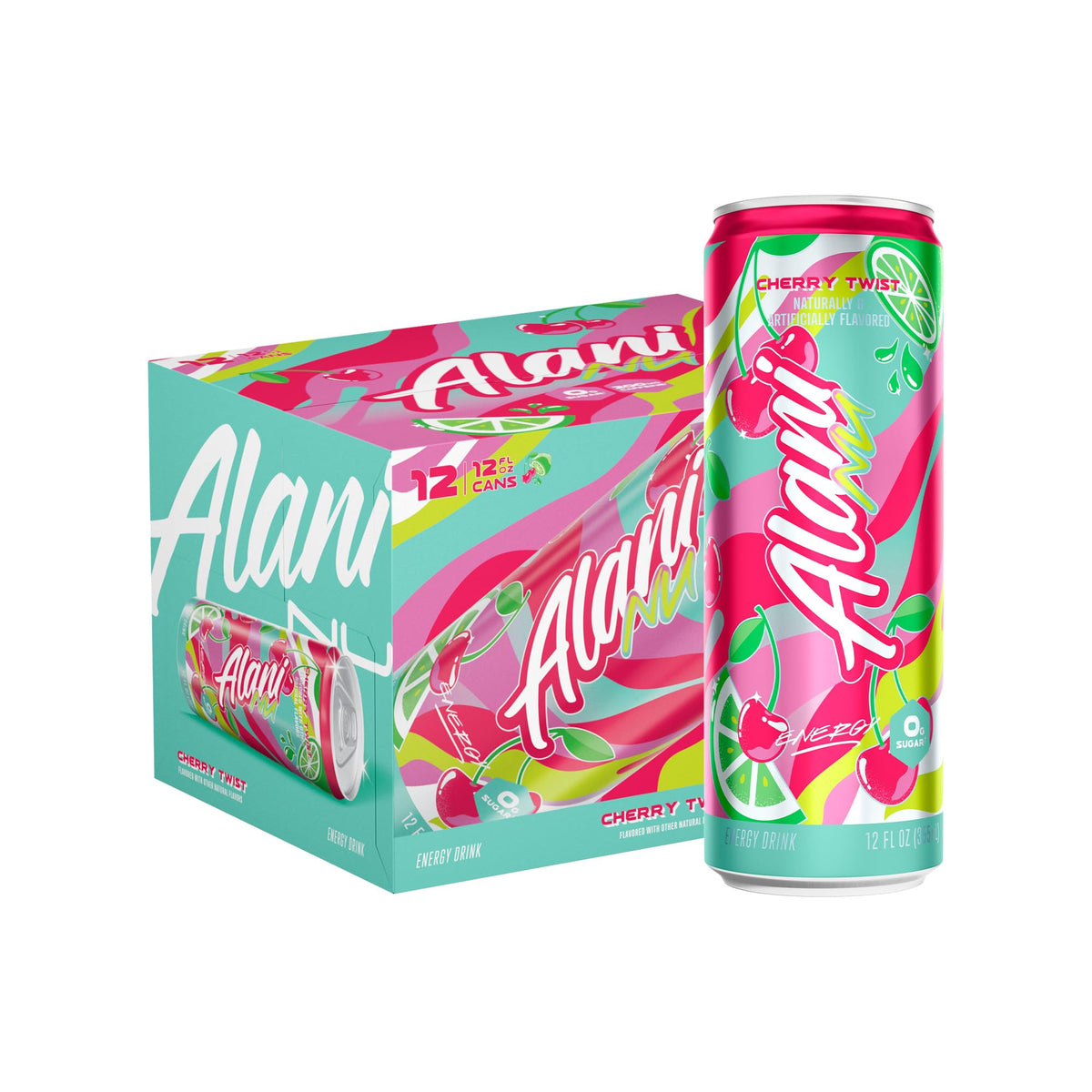 Alani Nu Cherry Twist Sugar Free Energy Drink — 12 Pack, 200mg Caffeine, 15 Calories