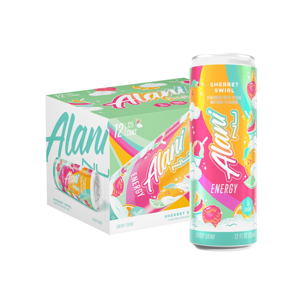 Alani Nu Sherbet Swirl Sugar Free Energy Drink – 12 Pack, 200mg Caffeine, 10 Calories