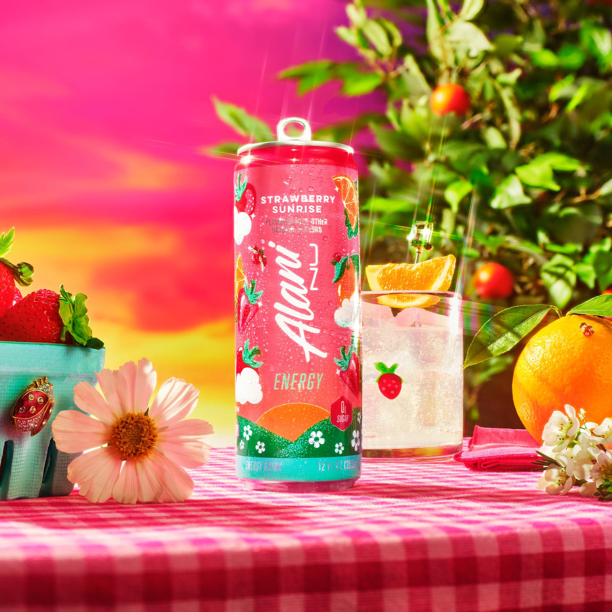 Alani Nu Strawberry Sunrise Sugar Free Energy Drink – 200 mg Caffeine, 12 Pack
