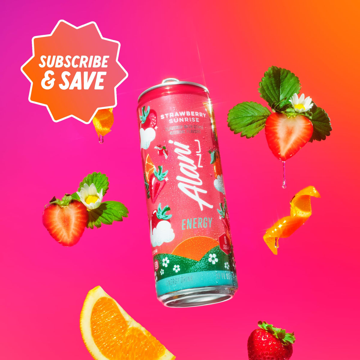 Alani Nu Strawberry Sunrise Sugar Free Energy Drink – 200 mg Caffeine, 12 Pack