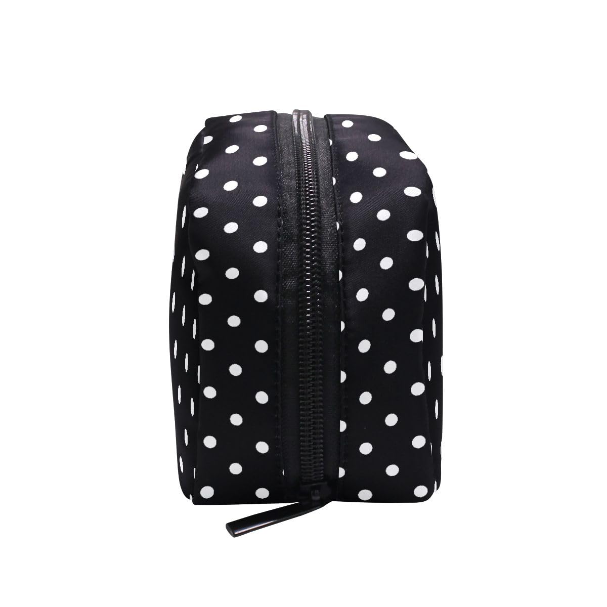 ALAZA Makeup Bag Cosmetic Bags for Women Small Zipper Pouch Travel Black Polka Dots Cosmetic Organizer Case Portable For Purse