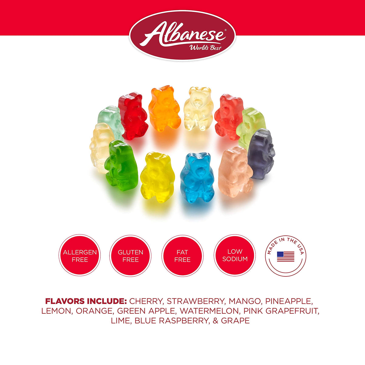 Albanese 12 Flavor Gummi Bears – 7.5-Ounce Bags (Pack of 12) | World’s Best Gummies