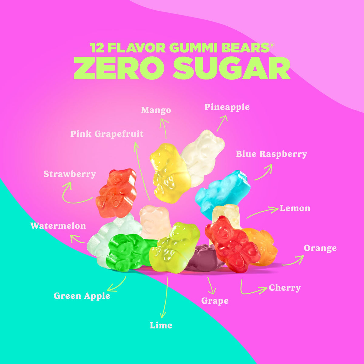 Albanese Sugar Free 12 Flavor Gummi Bears | 3.5 oz Bag, Pack of 12