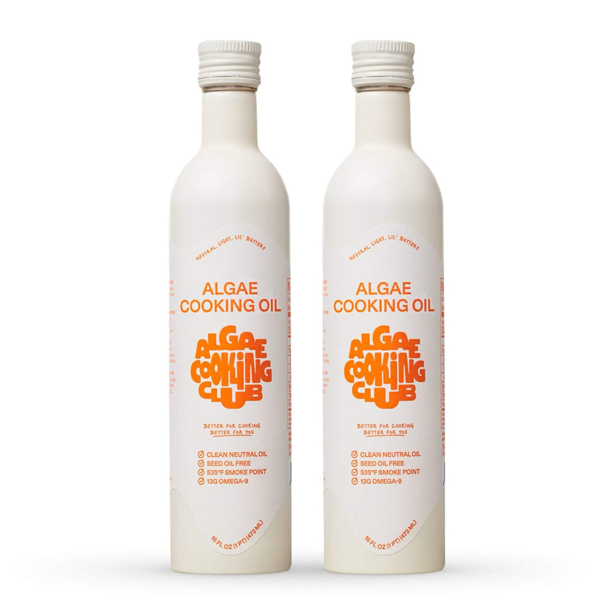 Algae Cooking Club Chef-Grade 100% Algae Oil | Avocado Oil Alternative, 535°F Smoke Point, Omega-9 Rich, Seed-Oil-Free (2 x 16 oz)