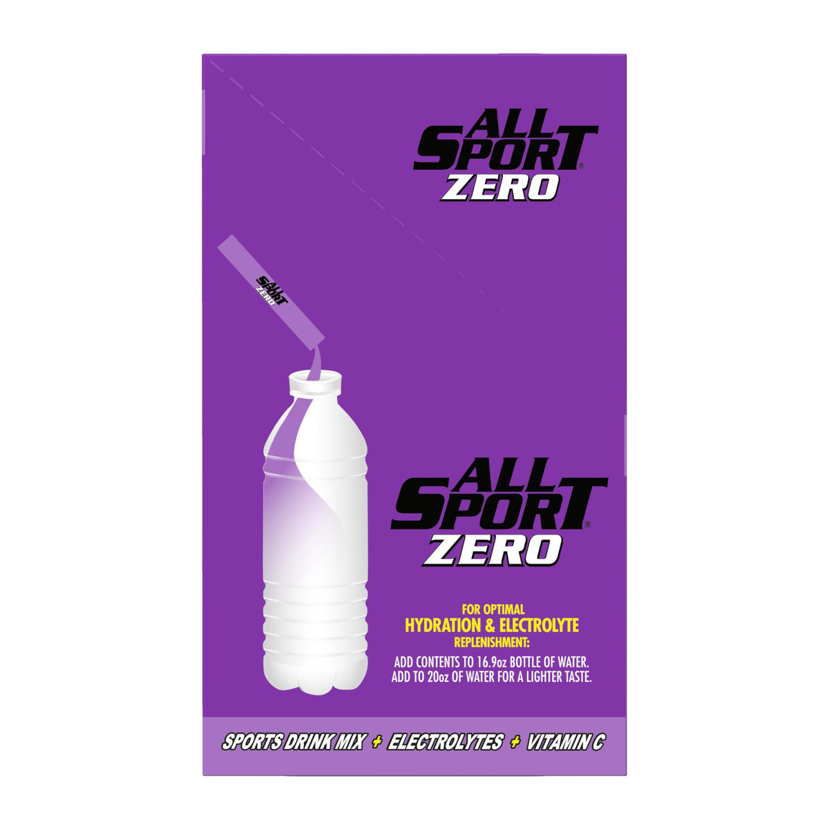 All Sport Zero Calorie Hydration Sticks – Grape Electrolyte Drink Mix, 50 Count Box