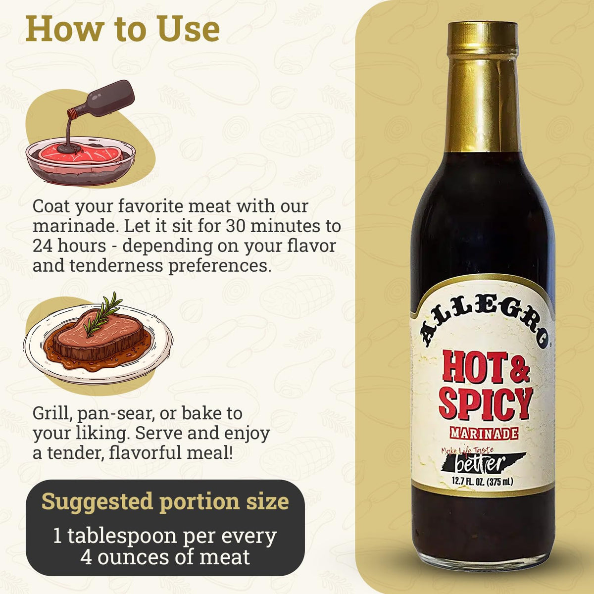 Allegro Hot & Spicy The Marinate Everything Marinade - Pack of 6 (12.7 oz) | Kosher & Gluten Free