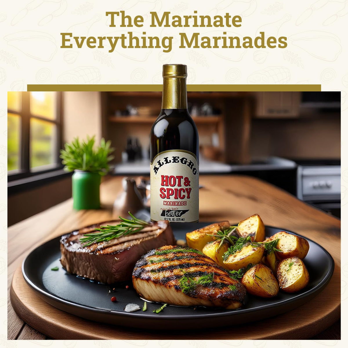Allegro Hot & Spicy The Marinate Everything Marinade - Pack of 6 (12.7 oz) | Kosher & Gluten Free