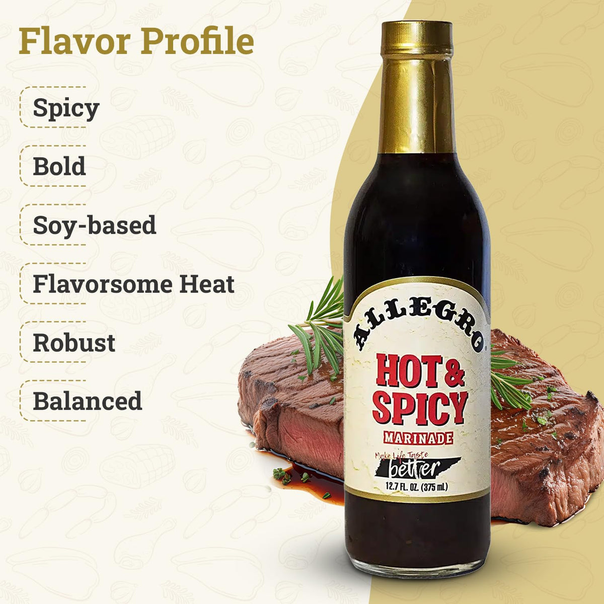 Allegro Hot & Spicy The Marinate Everything Marinade - Pack of 6 (12.7 oz) | Kosher & Gluten Free