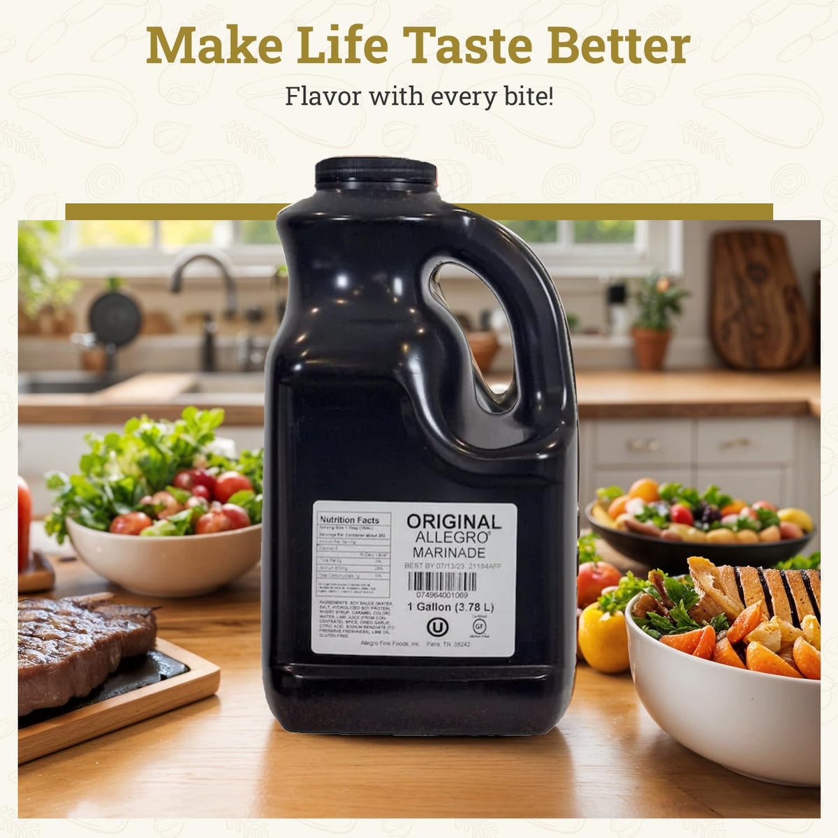 ALLEGRO Original Marinade – 128 Oz | Gluten-Free & Kosher | For Meat & Veggies