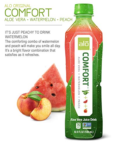 ALO Comfort Watermelon & Peach Aloe Vera Juice Drink – 16.9 fl oz, 12-Pack