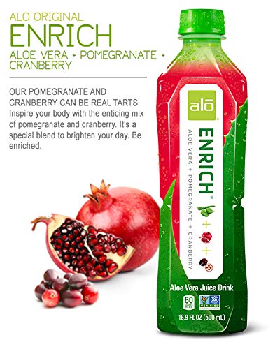 ALO Aloe Vera Juice Drink ENRICH – Pomegranate + Cranberry | 16.9 fl oz, Pack of 12