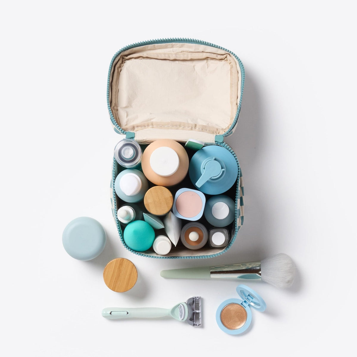 ALOHA Collection Cabin Crew Kit | Lightweight, Packable, and Splash-Proof Makeup Pouch | Easy to Clean (Pink Salt/Tide)