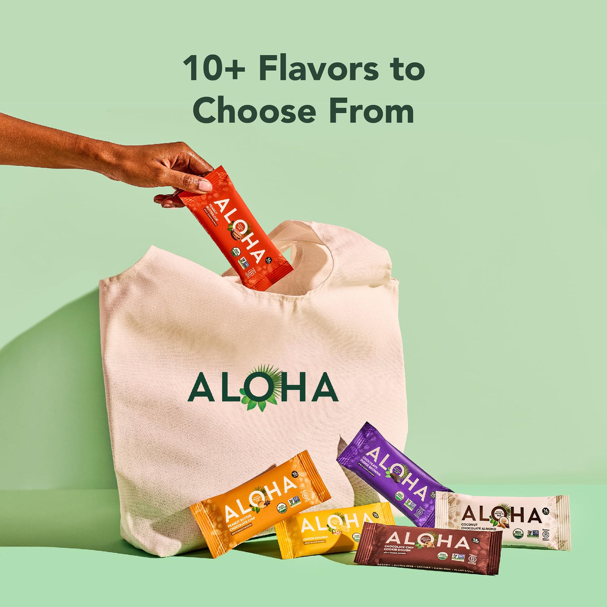 ALOHA Organic Plant-Based Protein Bars – Chocolate Chip Cookie Dough, 12-Pack (1.98 oz each)