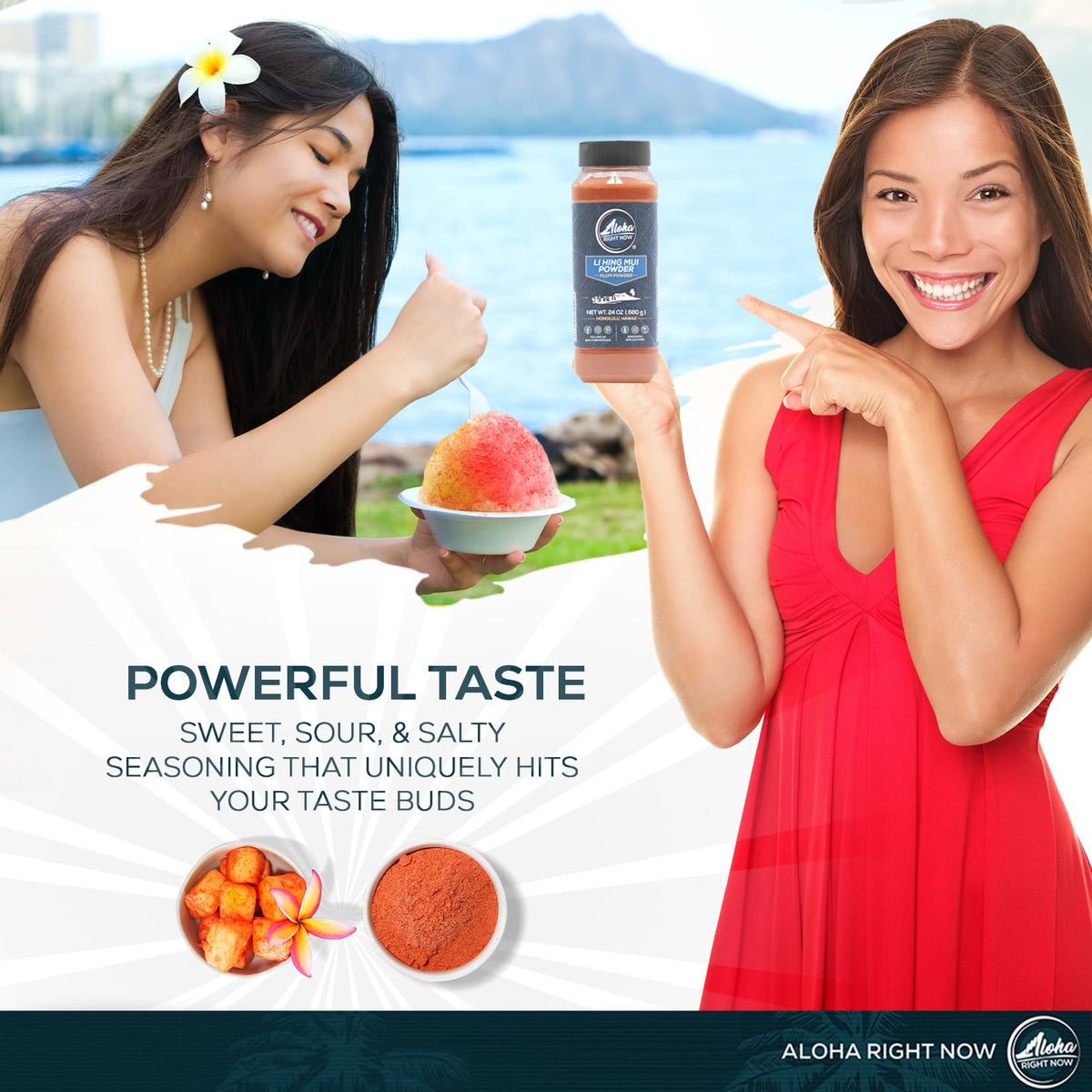 Aloha Right Now Li Hing Mui Powder 24 oz Shaker – Flavoring for Fruits, Candy & Cocktails