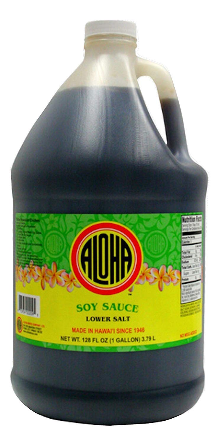 Aloha Shoyu Lower Salt Soy Sauce — 25% Less Sodium, 1 Gallon, Made in Hawaii
