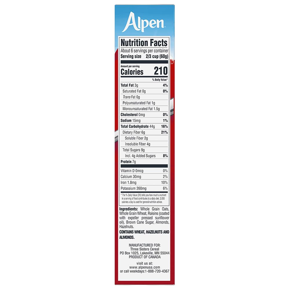 Alpen Muesli Original Cereal – High-Fiber Swiss-Style Breakfast, Non-GMO, 14 oz Box (Pack of 12)