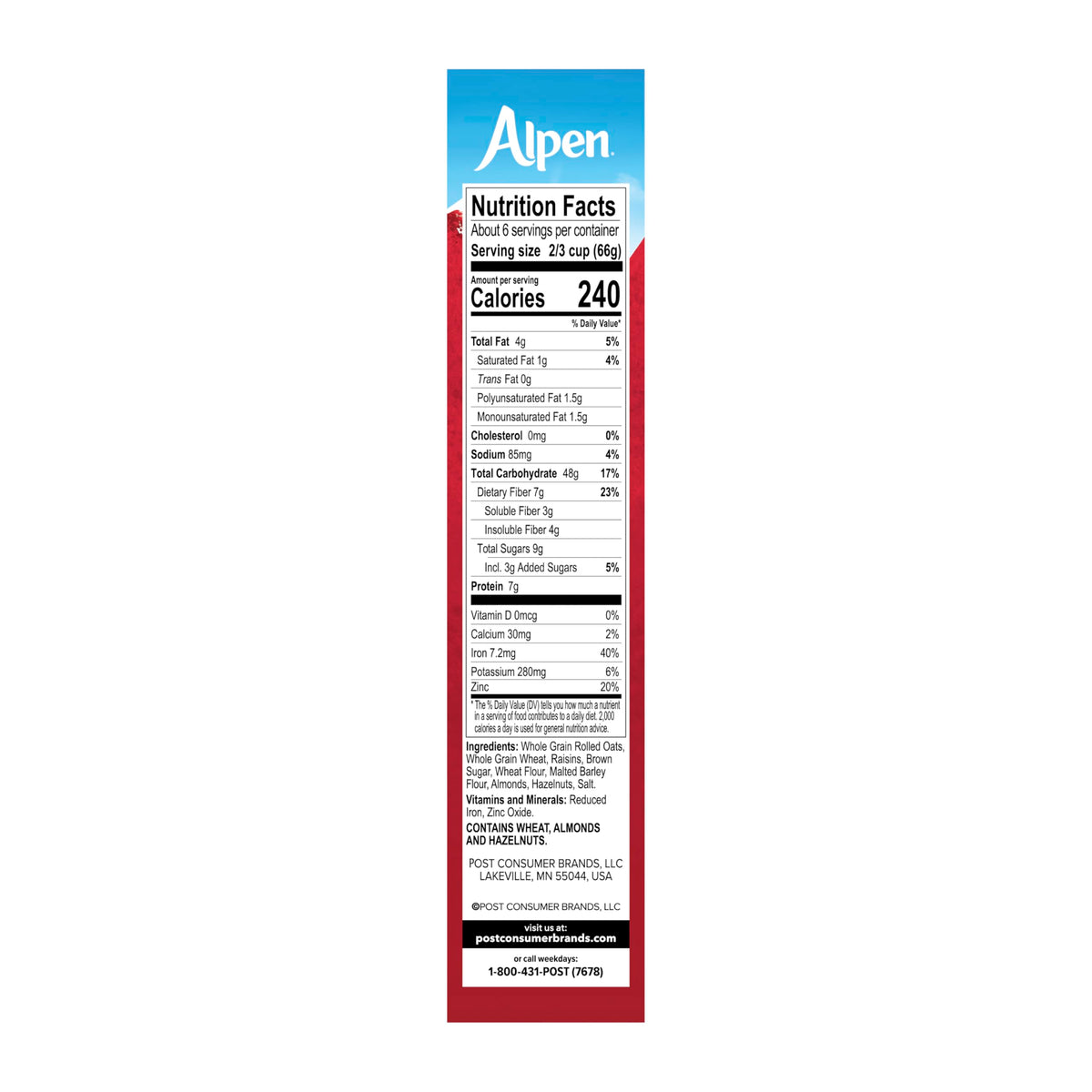 Alpen Muesli Original Cereal – High-Fiber Swiss-Style Breakfast, Non-GMO, 14 oz Box (Pack of 12)