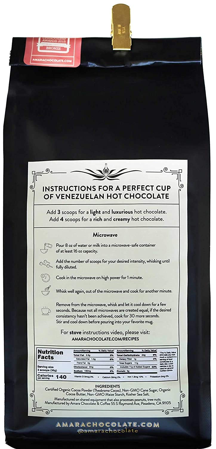 Amara Unique Venezuelan Flavors – Gran Criollo Dark Chocolate Blend Refill Bag 32 oz (Organic Cacao)