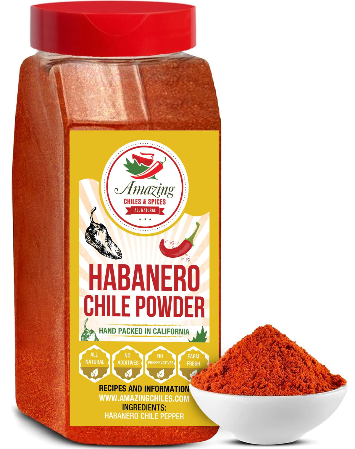 Amazing Chiles & Spices Habanero Pepper Ground 1LB – Premium All-Natural Chile Powder