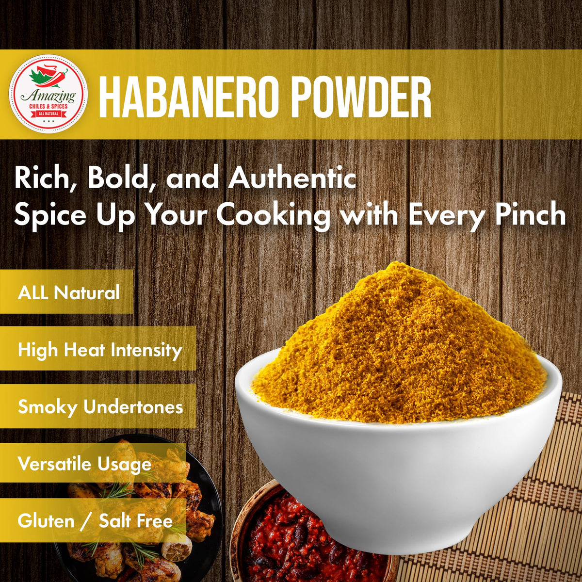 Amazing Chiles & Spices Habanero Pepper Ground 1LB – Premium All-Natural Chile Powder