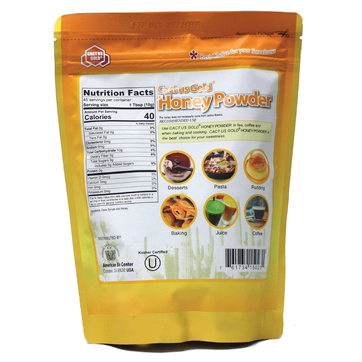Cactus Gold Honey Powder, 16 Ounce Units (Pack of 5) | American Bio Center