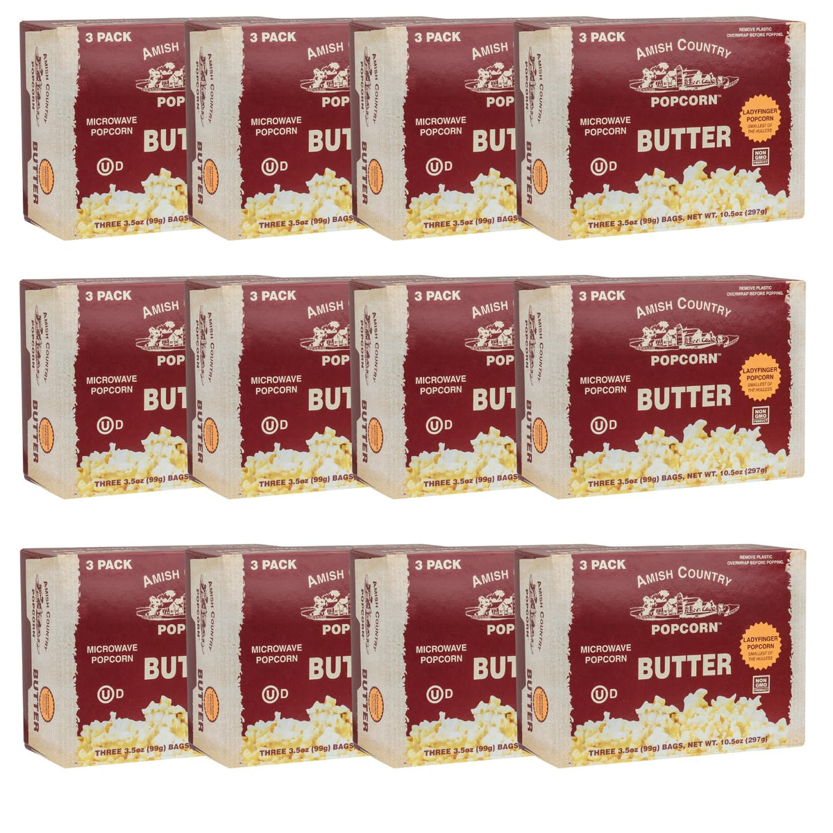 Amish Country Popcorn – Ladyfinger Butter (36 Bags) | Non-GMO & Gluten Free