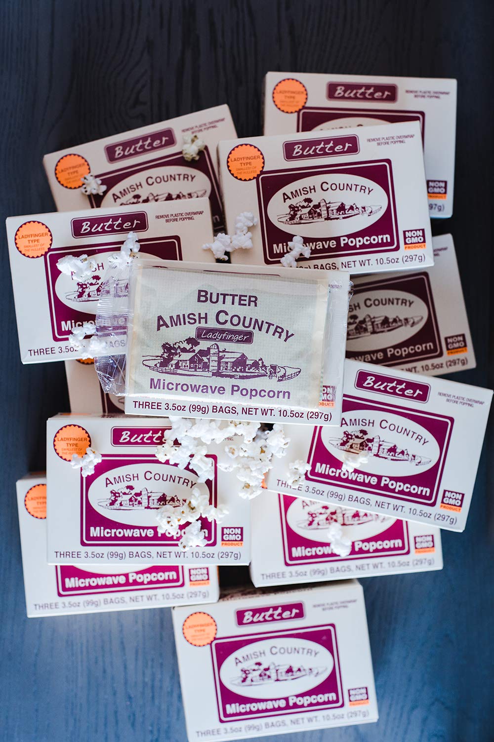 Amish Country Popcorn – Ladyfinger Butter (36 Bags) | Non-GMO & Gluten Free