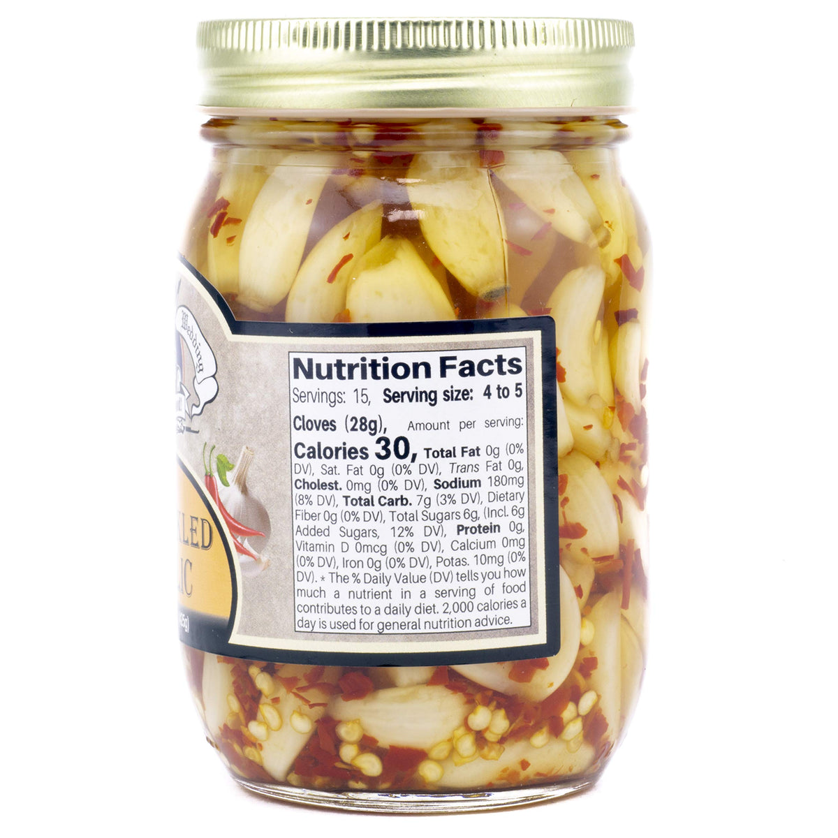 Amish Wedding All-Natural Hot Pickled Garlic – 2 Jars, 15 oz
