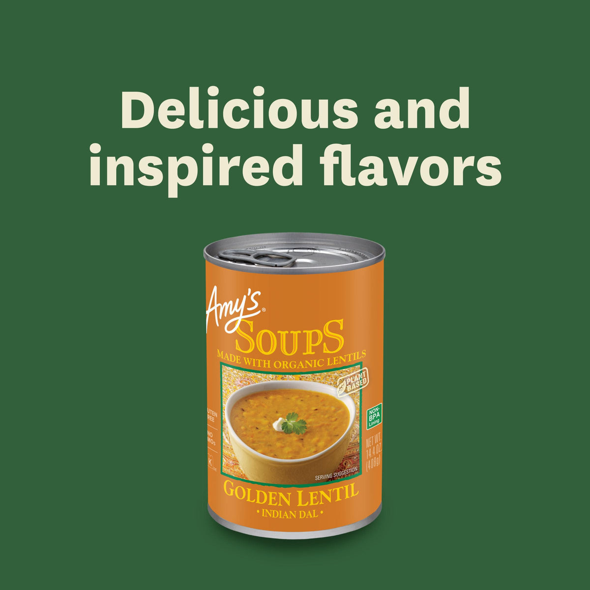 Amy's Golden Lentil Soup – Vegan, Gluten Free, 14.4 oz Pack of 12