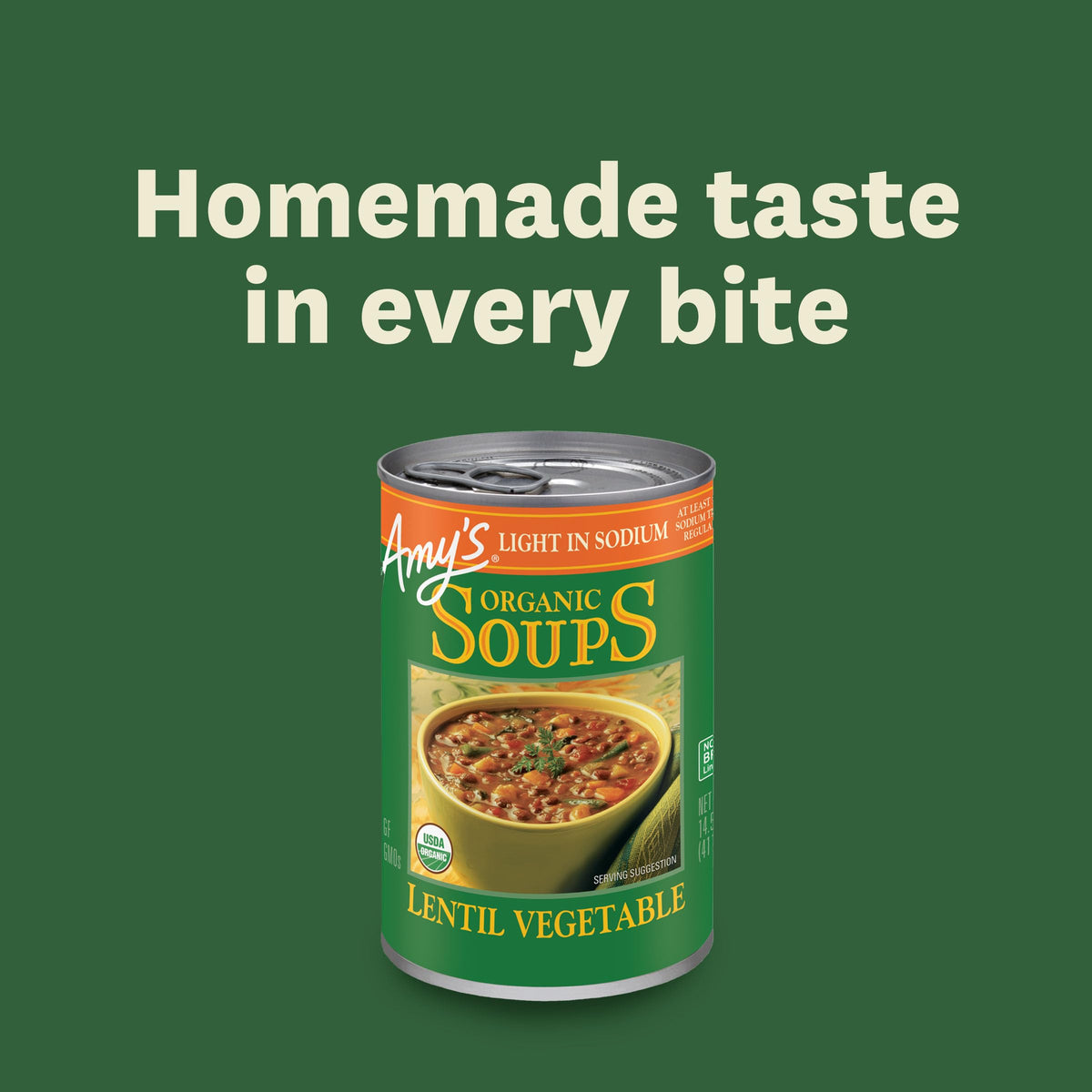 Amy's Organic Light in Sodium Lentil Vegetable Soup – Gluten Free, Vegan, 14.5 oz (12 Pack)