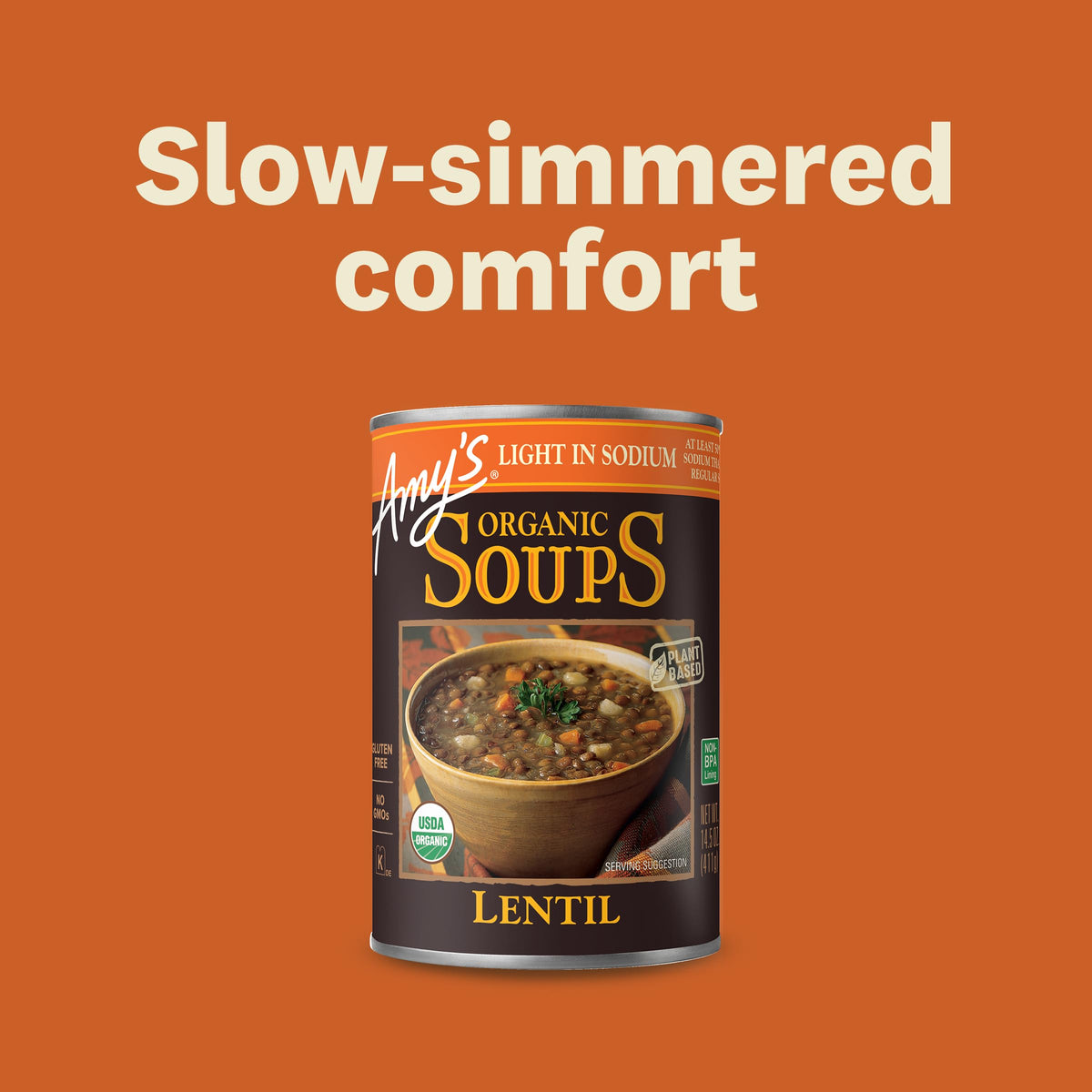 Amy’s Organic Lentil Soup – Gluten Free, Vegan, 14.5 oz Cans (6-Pack)