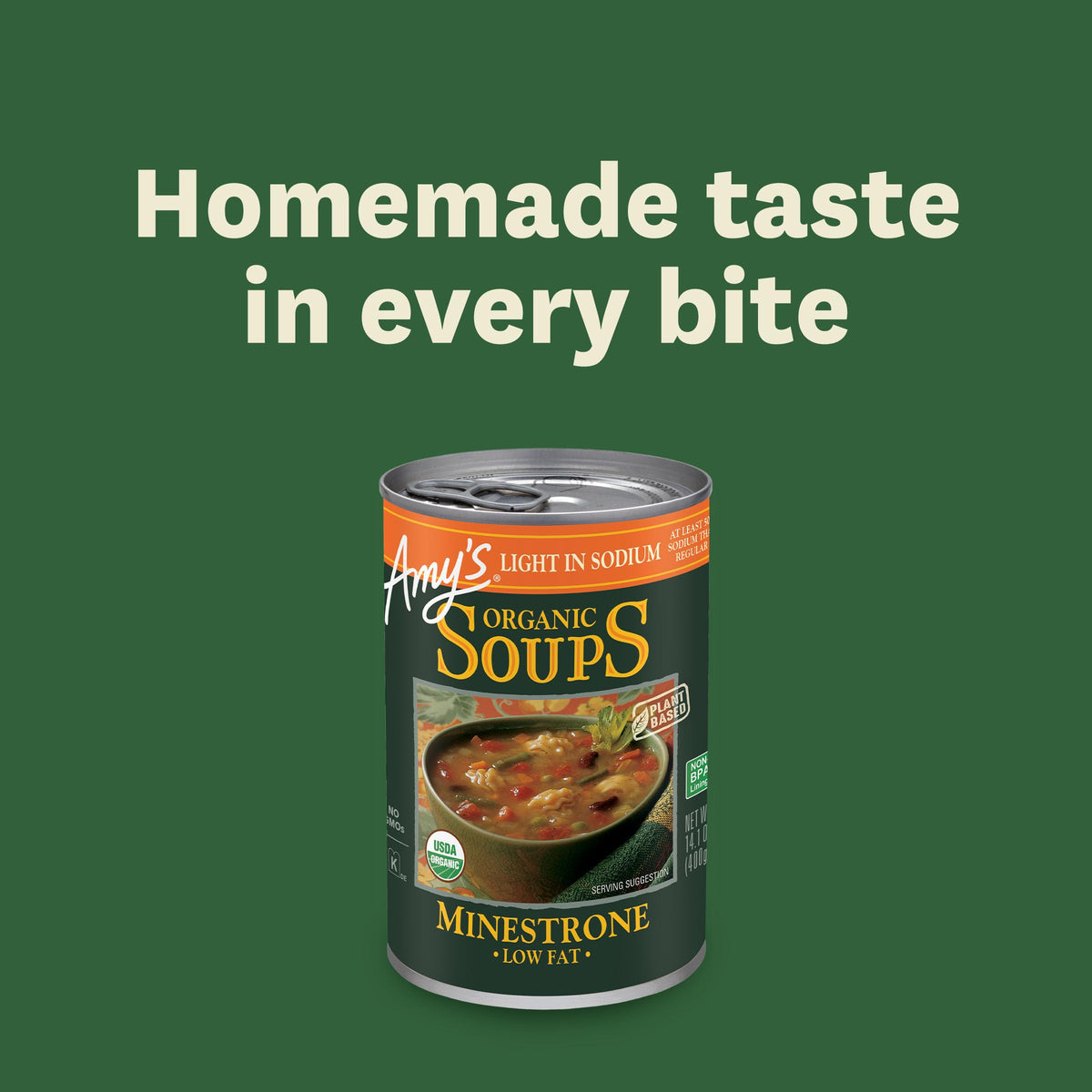 Amy's Soup, Vegan Minestrone – Light in Sodium, Organic Vegetables & Pasta, 6-Pack