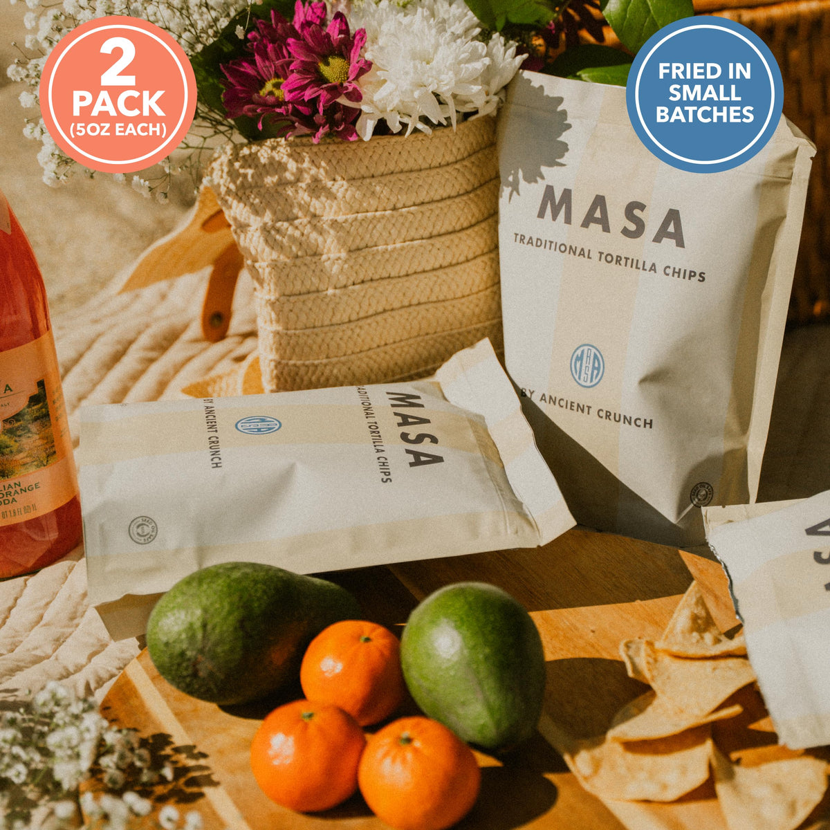 Ancient Crunch MASA Chips – White Corn Tortilla Chips in Beef Tallow, Seed-Oil Free & Gluten Free (2 Pack x 5 oz)