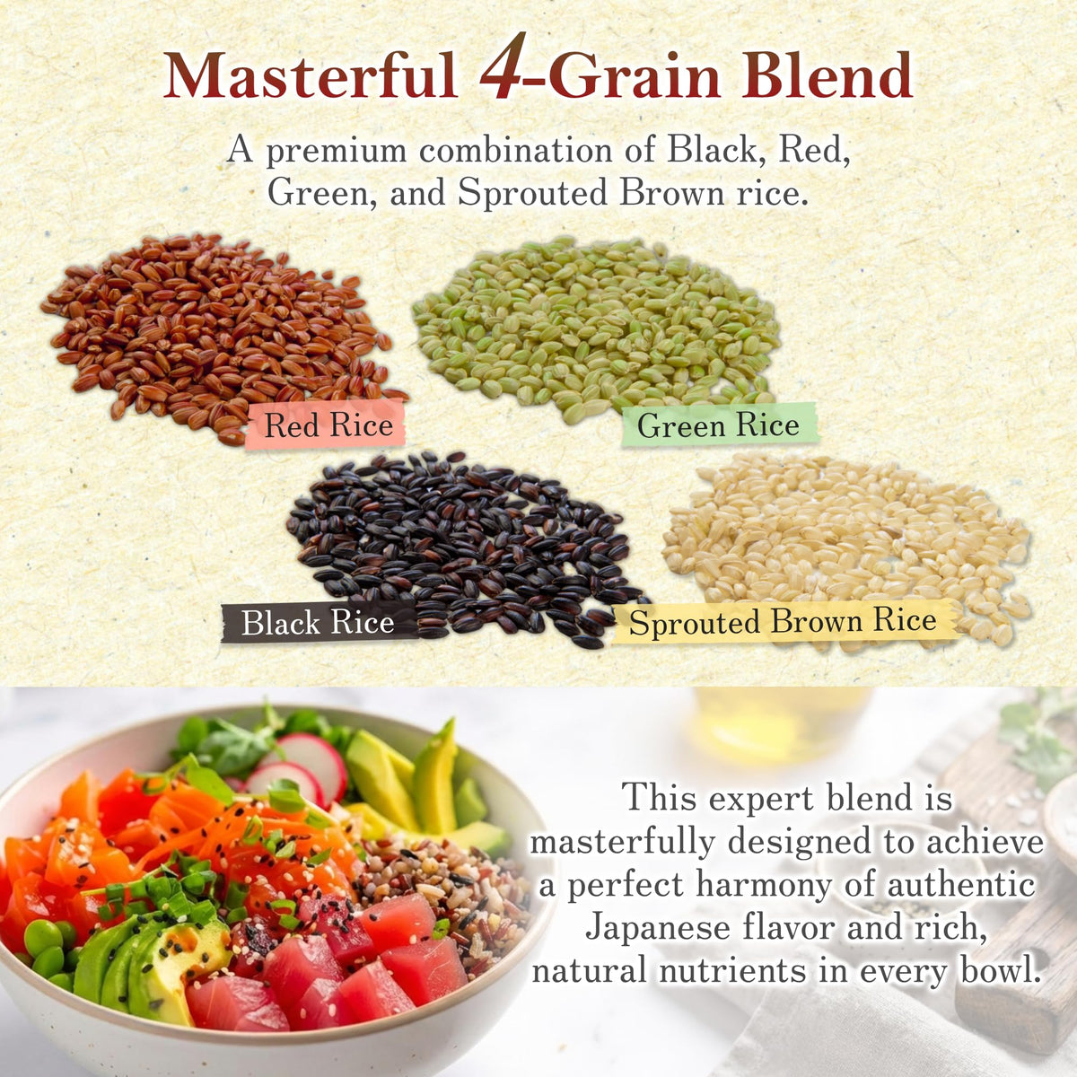 Ancient Rice Blend (Black Red Green) 1.1 lb – Kumamoto, Japan | Low GI, Easy Zip-Storage | Kyushu no Daizen Shiraki