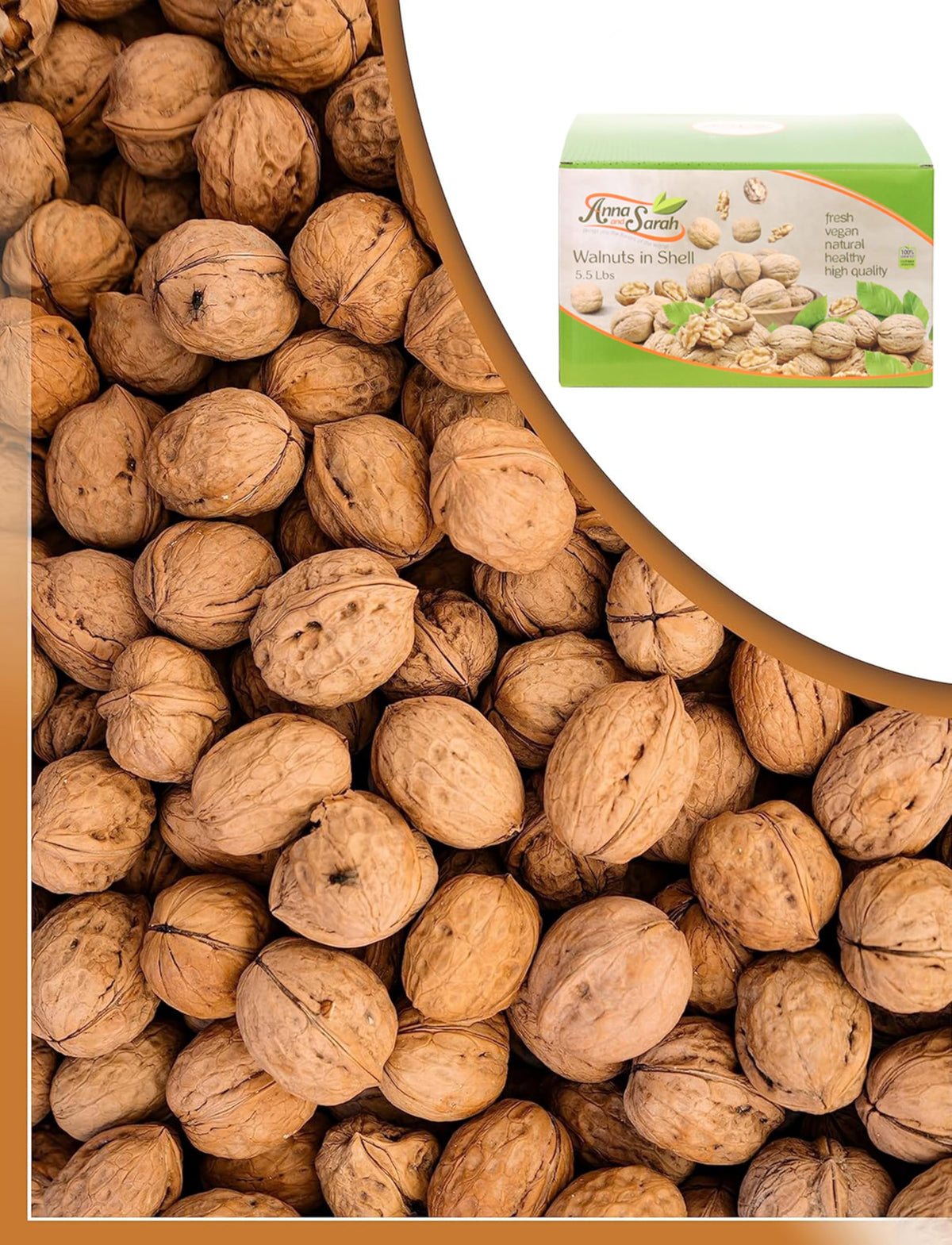 Anna and Sarah Walnuts in Shell – Jumbo California Chandler, Fresh & Not Bleached • 5.5 Lbs