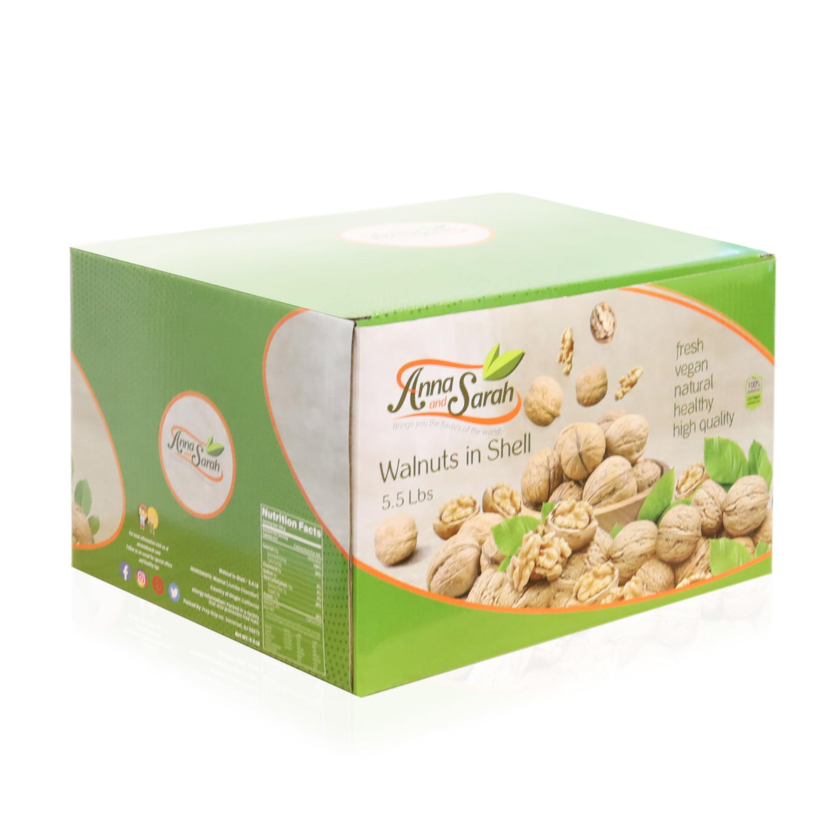 Anna and Sarah Walnuts in Shell – Jumbo California Chandler, Fresh & Not Bleached • 5.5 Lbs