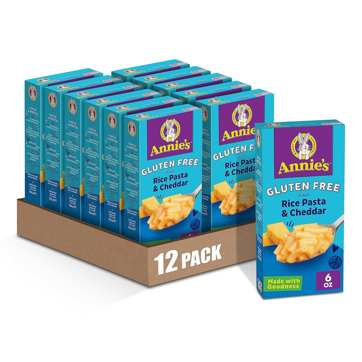 Annie's Gluten Free Rice Pasta & Cheddar — Real Cheese, 6 oz (Pack of 12)