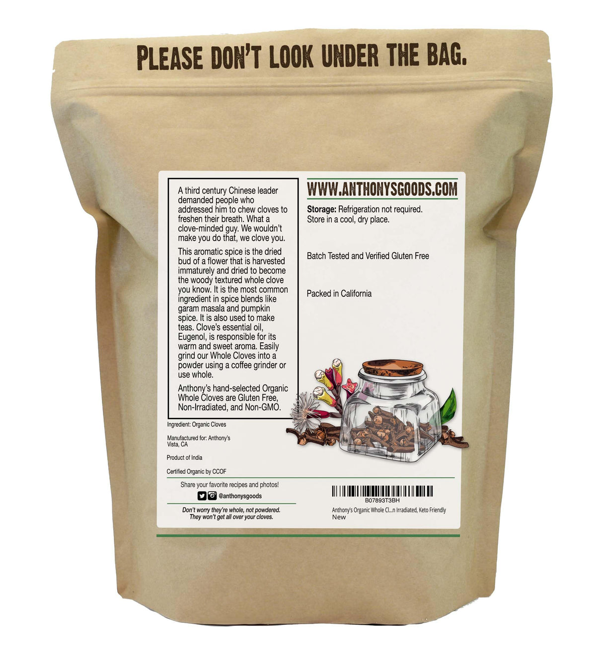Anthony's Organic Whole Cloves – 1 lb | Gluten Free, Non-GMO, Non-Irradiated
