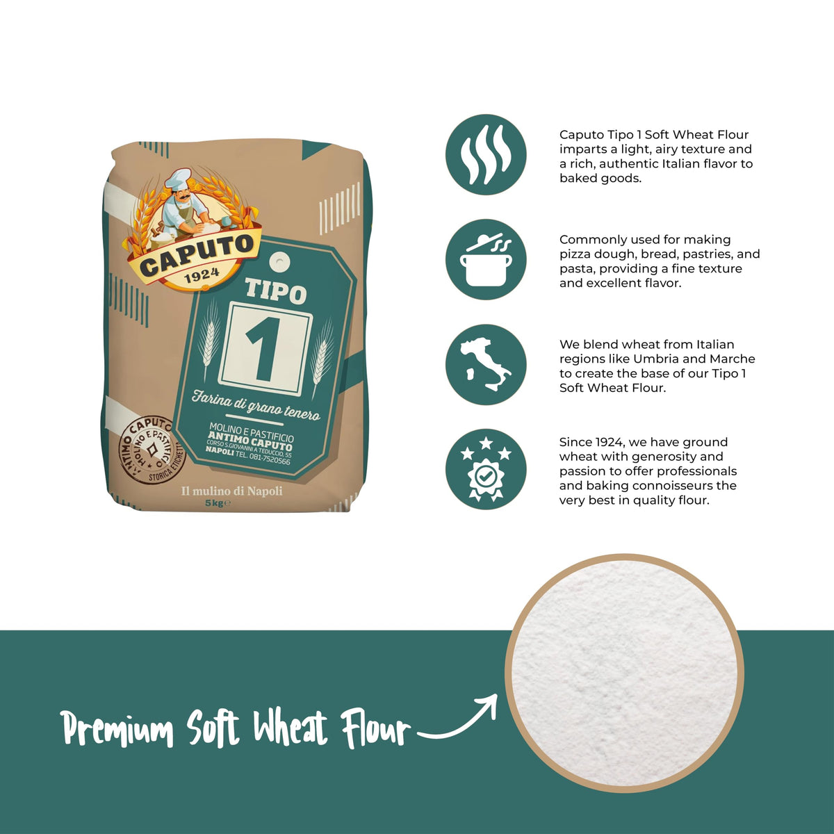 Antimo Caputo Tipo Uno Soft Wheat Flour - 5kg for Rustic Pizza & Bread