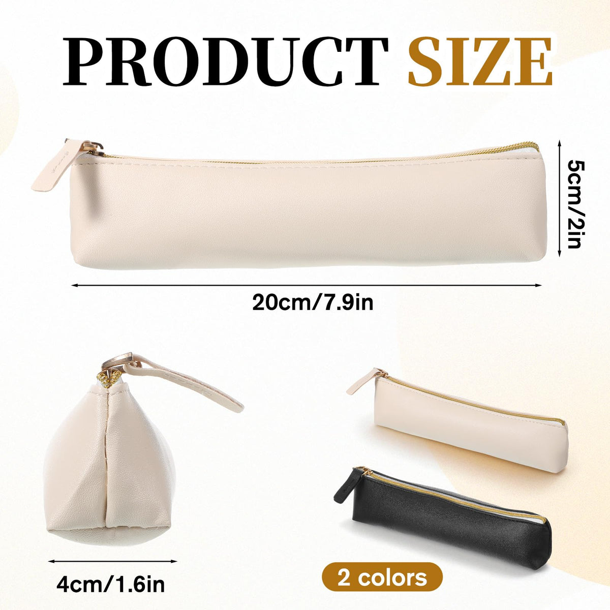 Apojgitn 2Pcs Mini Makeup Bag for Purse, PU Leather Small Makeup Bag Portable Soft Cosmetic Organizer Pouch Waterproof Small lipstick Bags with Zipper for Women Travel Storage(Black, Beige)